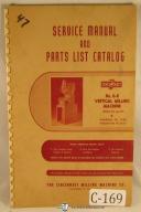 Cincinnati-Cincinnati Service Manual and Parts Catalog #0-8 Vertical Milling Machine Manual-EA-No. 8-OT-01
